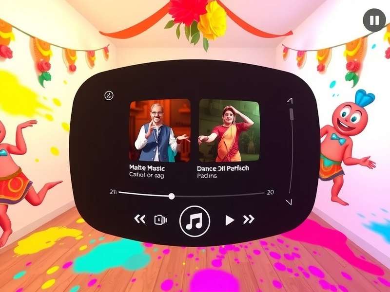 Dance Dynamo VR music selection interface showing Indian songs